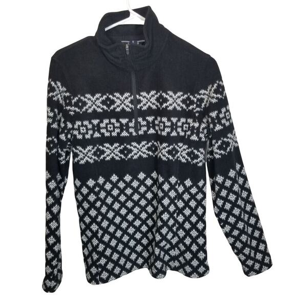 Lands End Womens Fleece Sweater Fair Isle Size 6-8 Snowflake Nordic Holiday Cozy - Picture 1 of 7